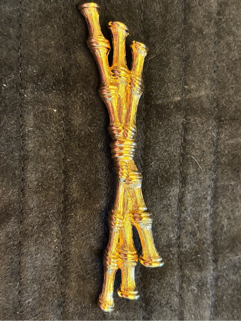 Monet Classic Gold Bamboo Vintage Bar Brooch